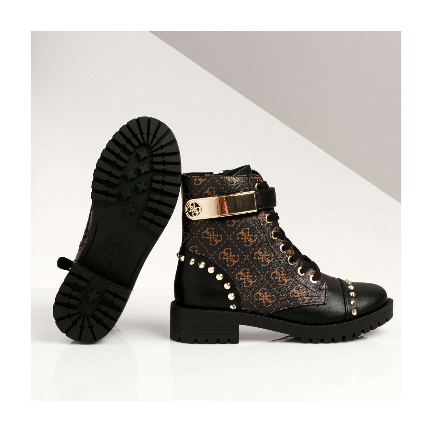 Damskie botki / sztyblety GUESS HALEIGHA fl8hhafal10blkbr kolor czarny