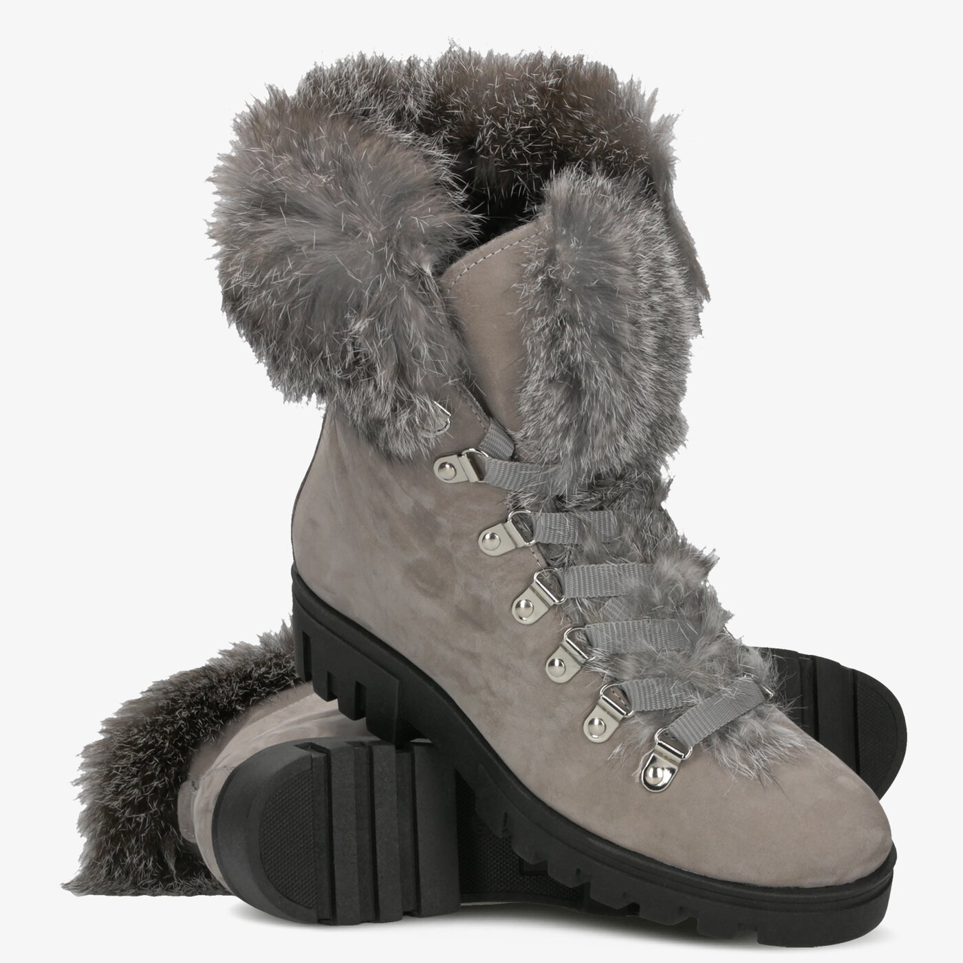 Damskie botki / sztyblety SYMBIOSIS SO FLUFFY  sywc219011 kolor szary