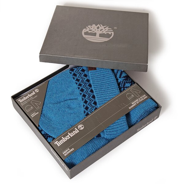Męska czapka zimowa TIMBERLAND CZAPKA PATTERN HAT & SCARF GIFT j1798459 kolor niebieski