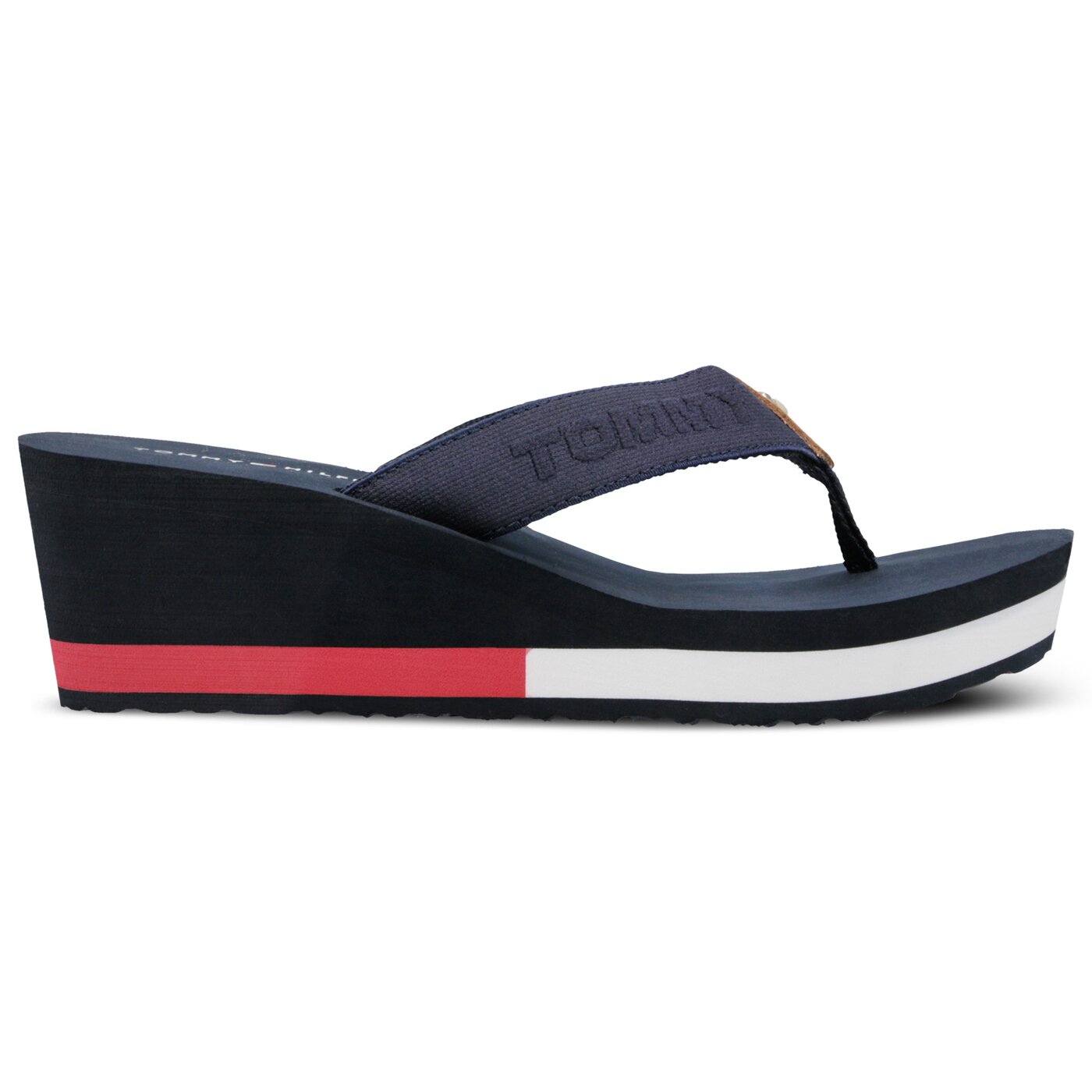Damskie klapki TOMMY HILFIGER INT DALYA 17D FLAG WEDGE BEACH SANDAL fw0fw03863020 kolor granatowy