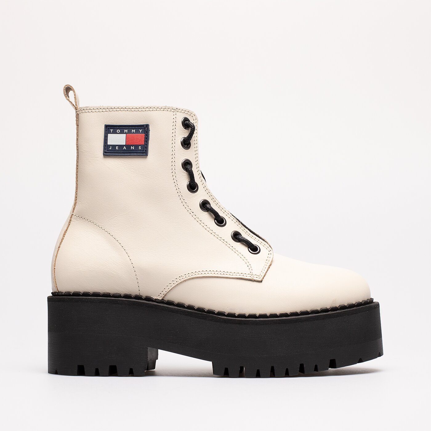 Damskie botki / sztyblety TOMMY HILFIGER TAMY HIGHER 3A - ZIP UP en0en02005ybi kolor biały