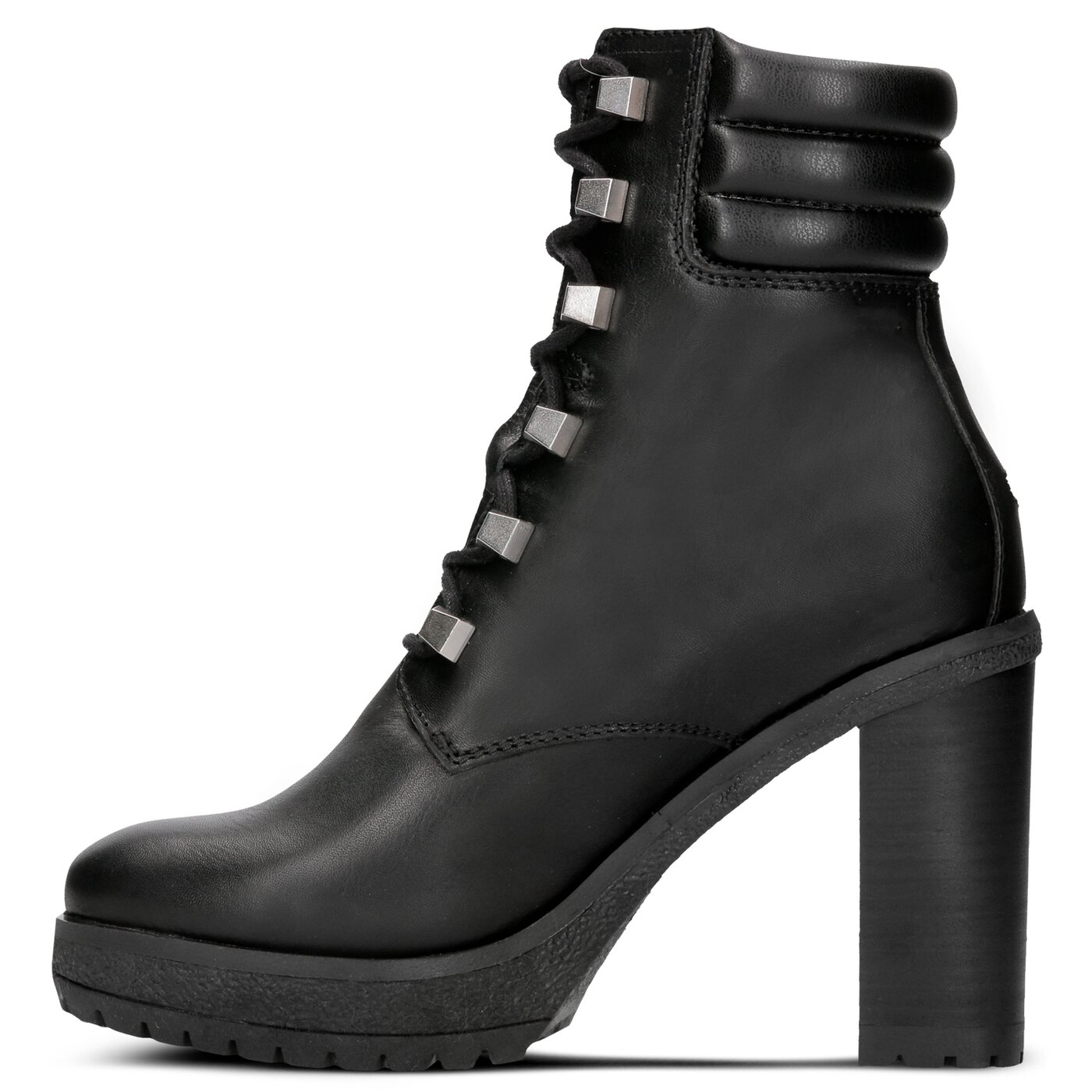 Damskie botki / sztyblety TOMMY HILFIGER STUDS LACE UP HEELED BOOT en0en00325990 kolor czarny