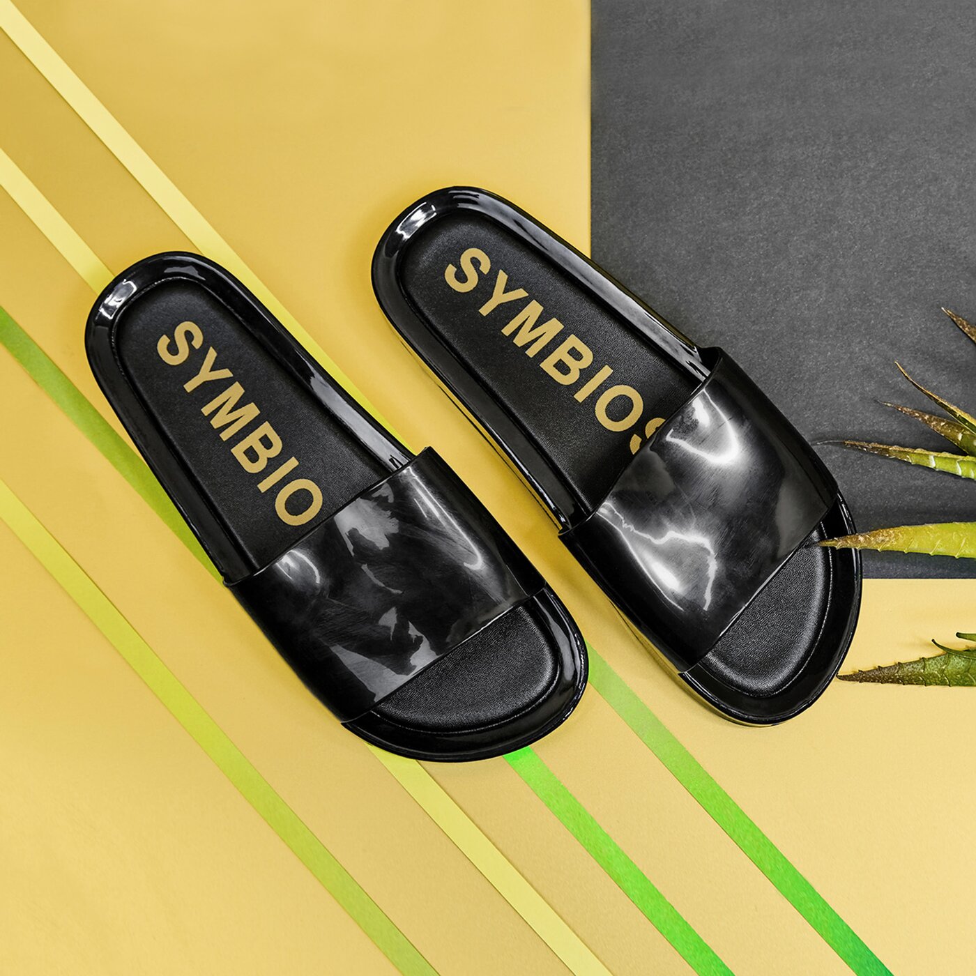 Damskie klapki SYMBIOSIS INES SLIDES  syws119003 kolor czarny