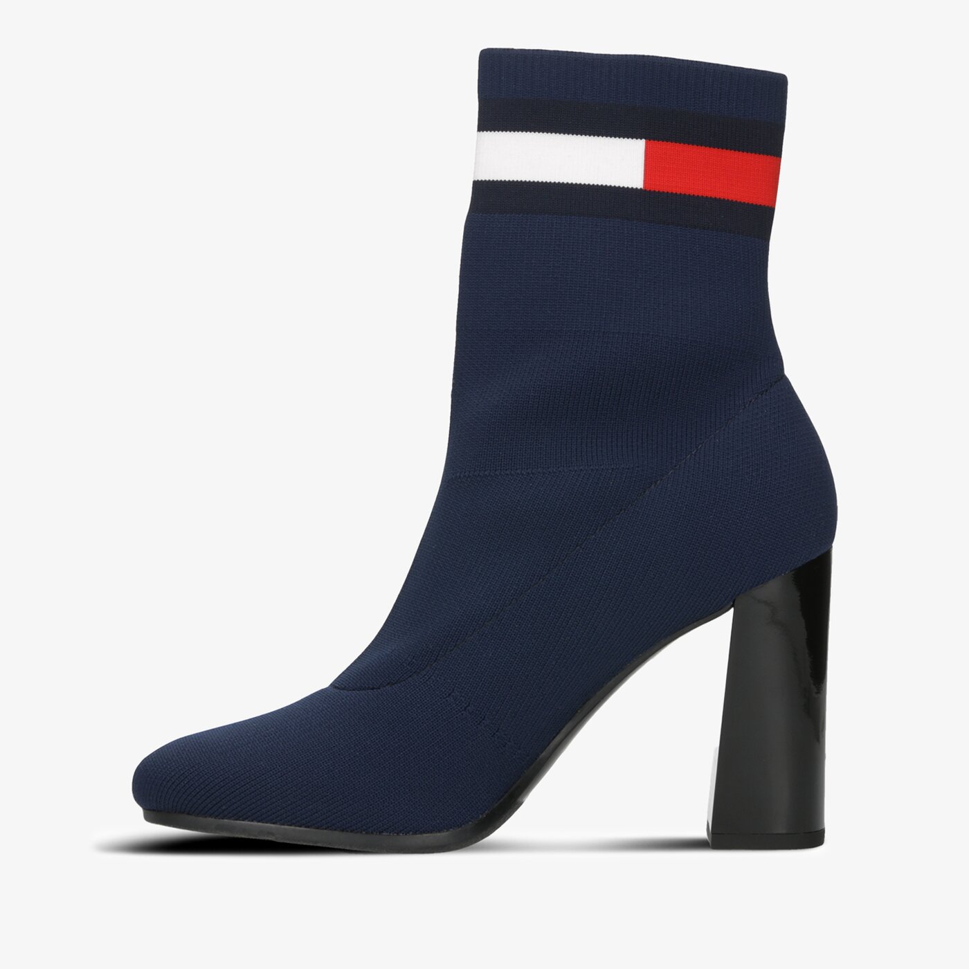 Damskie botki / sztyblety TOMMY HILFIGER SOCK HEELED BOOT en0en00703cbk kolor granatowy