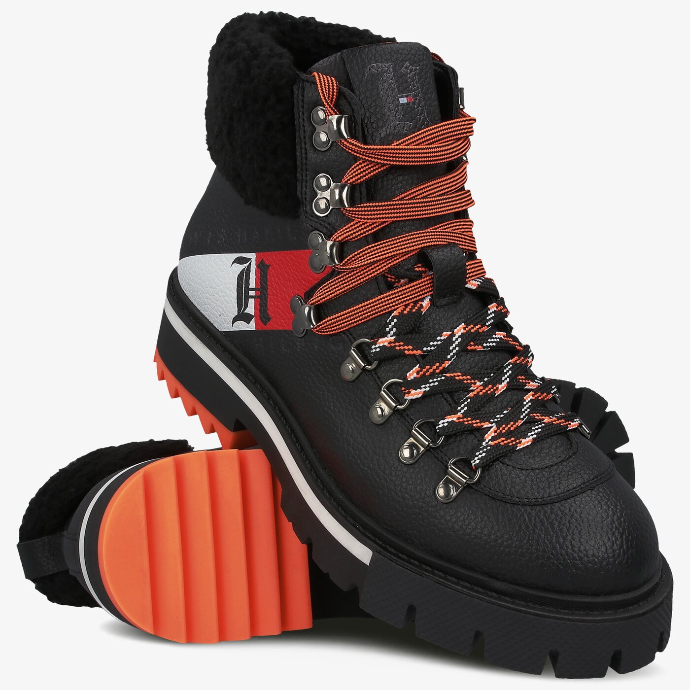 Męskie buty outdoor (trekkingowe) TOMMY HILFIGER LH CHUNKY BOOT 2A LH SHEARLING CHUNKY BOOT fm0fm03218bds kolor czarny