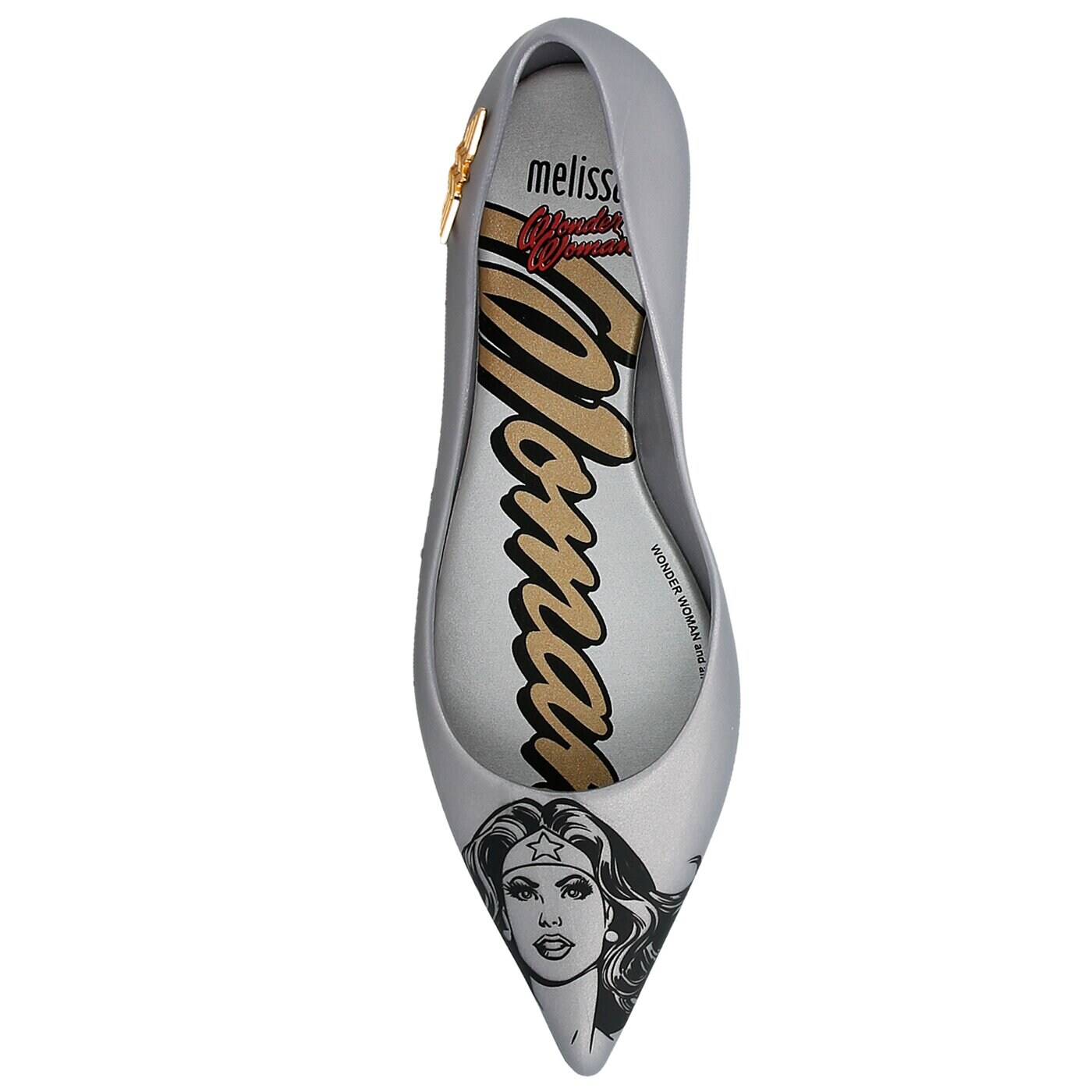 Damskie baleriny (buty) MELISSA GLAM + WONDER WOMAN 3222019577 kolor srebrny