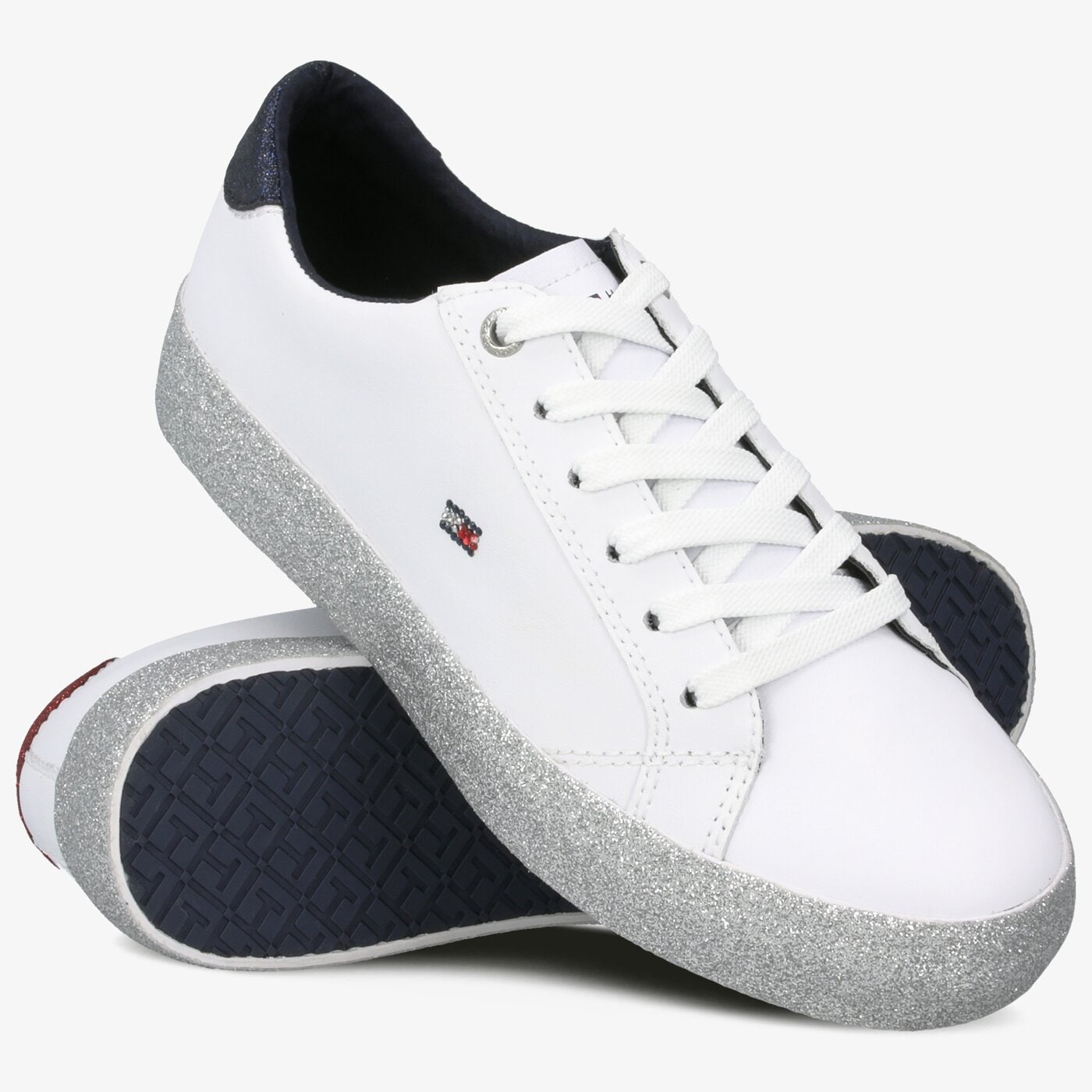 Damskie trampki TOMMY HILFIGER CORPORATE CRYSTAL DRESS SNEAKER fw0fw04296100 kolor biały