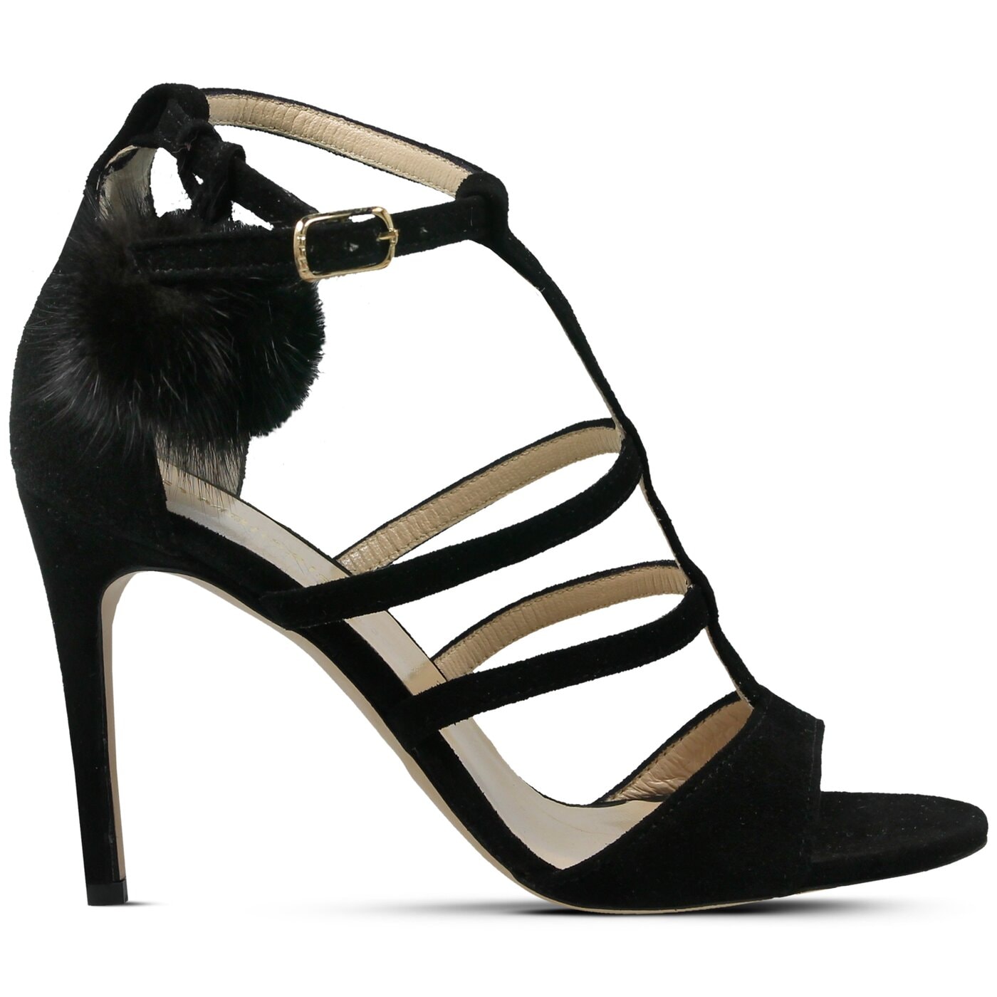 Damskie sandały SYMBIOSIS FELICITY FUR SANDALS CZARNE 1104002 kolor czarny