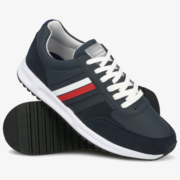 Męskie sneakersy (buty) TOMMY HILFIGER MODERN CORPORATE LEATHER RUNNER fm0fm02662dw5 kolor granatowy