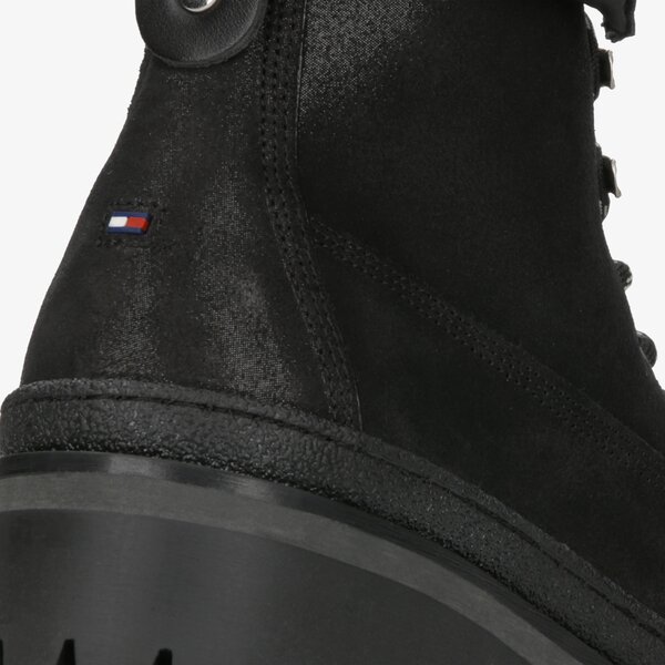 Damskie botki / sztyblety TOMMY HILFIGER SPORTY OUTDOOR LACE UP BOOTIE fw0fw04343bds kolor czarny
