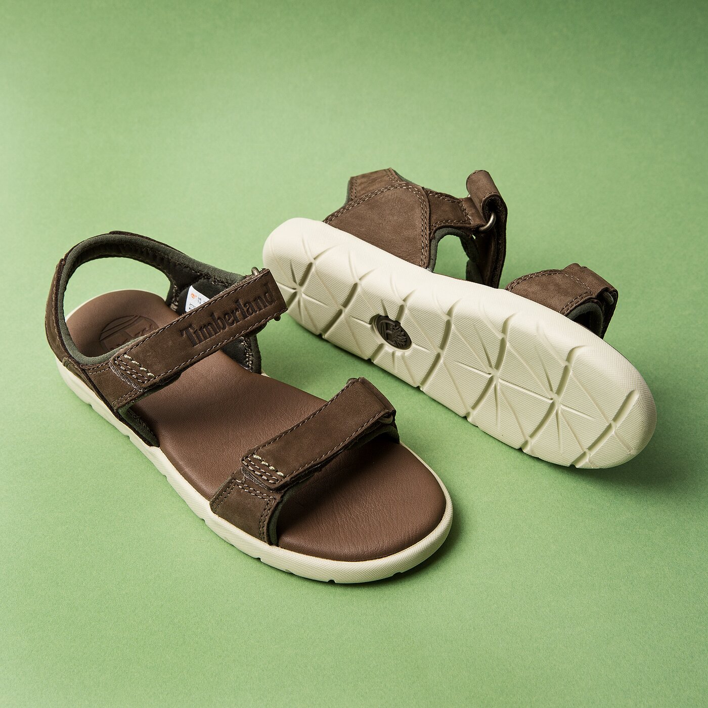 Dziecięce sandały / klapki TIMBERLAND NUBBLE SANDAL LTHR 2 STR ca1m1p kolor khaki
