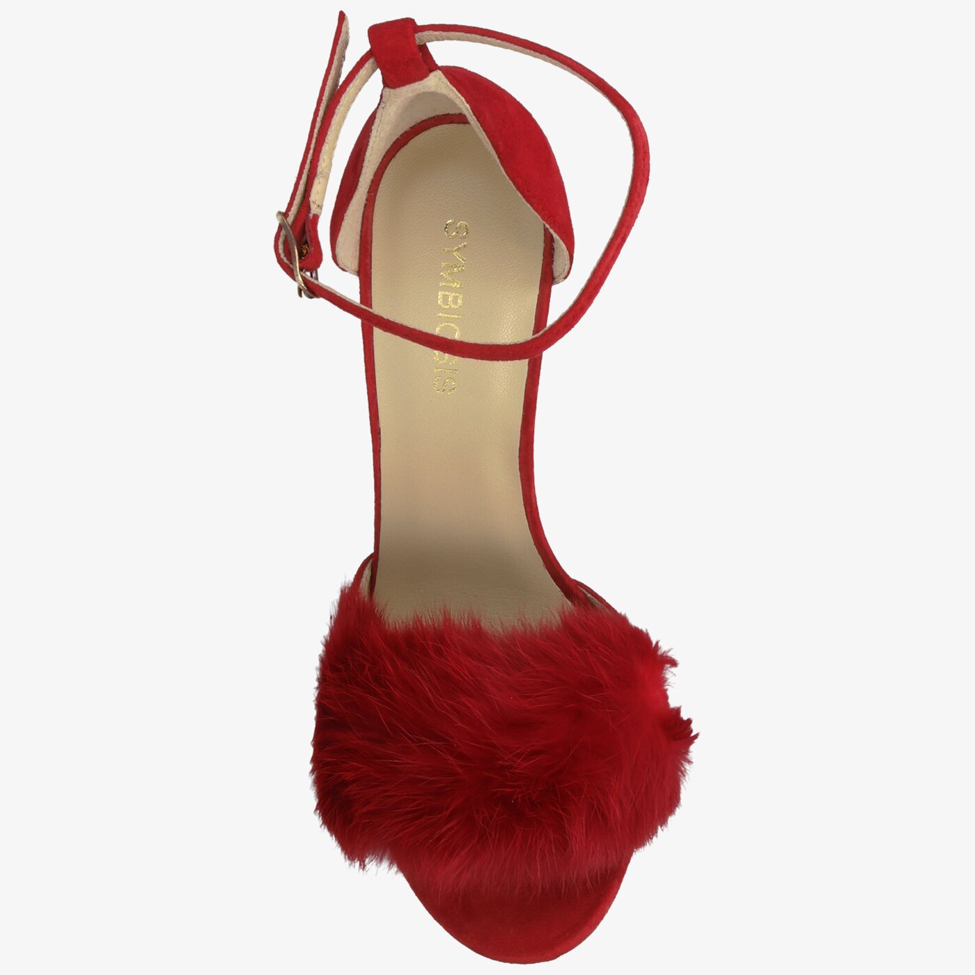 Damskie sandały SYMBIOSIS LISA FUR SANDALS CZERWONE 1107134 kolor czerwony