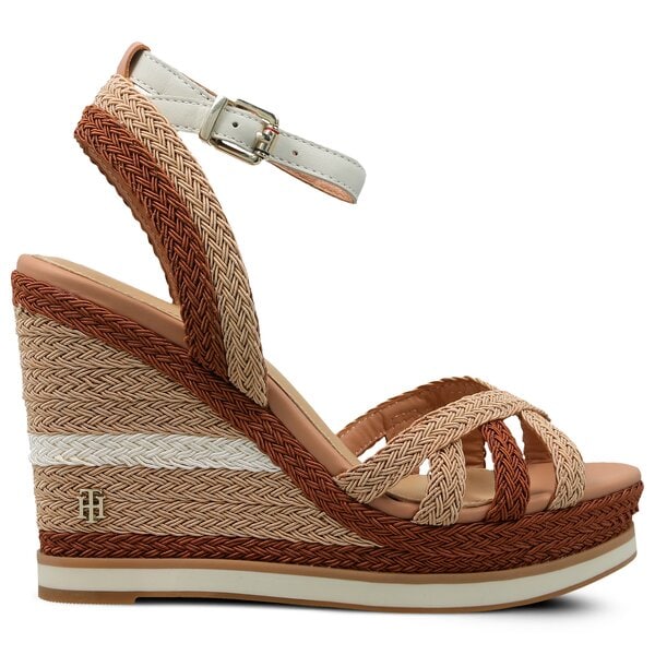 Damskie sandały TOMMY HILFIGER WEDGE SANDAL SPORTY OUTSOLE fw0fw02251121 kolor beżowy