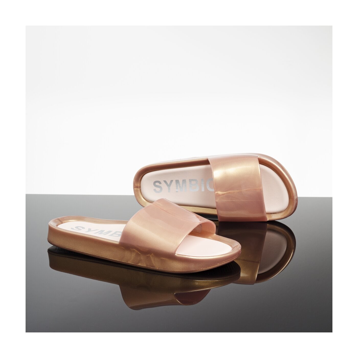 Damskie klapki SYMBIOSIS KATIA SLIDES  syws119005 kolor złoty