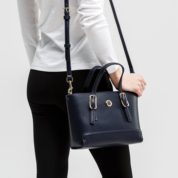 Damska torebka TOMMY HILFIGER TOREBKA HONEY SMALL TOTE aw0aw08805cjm kolor granatowy
