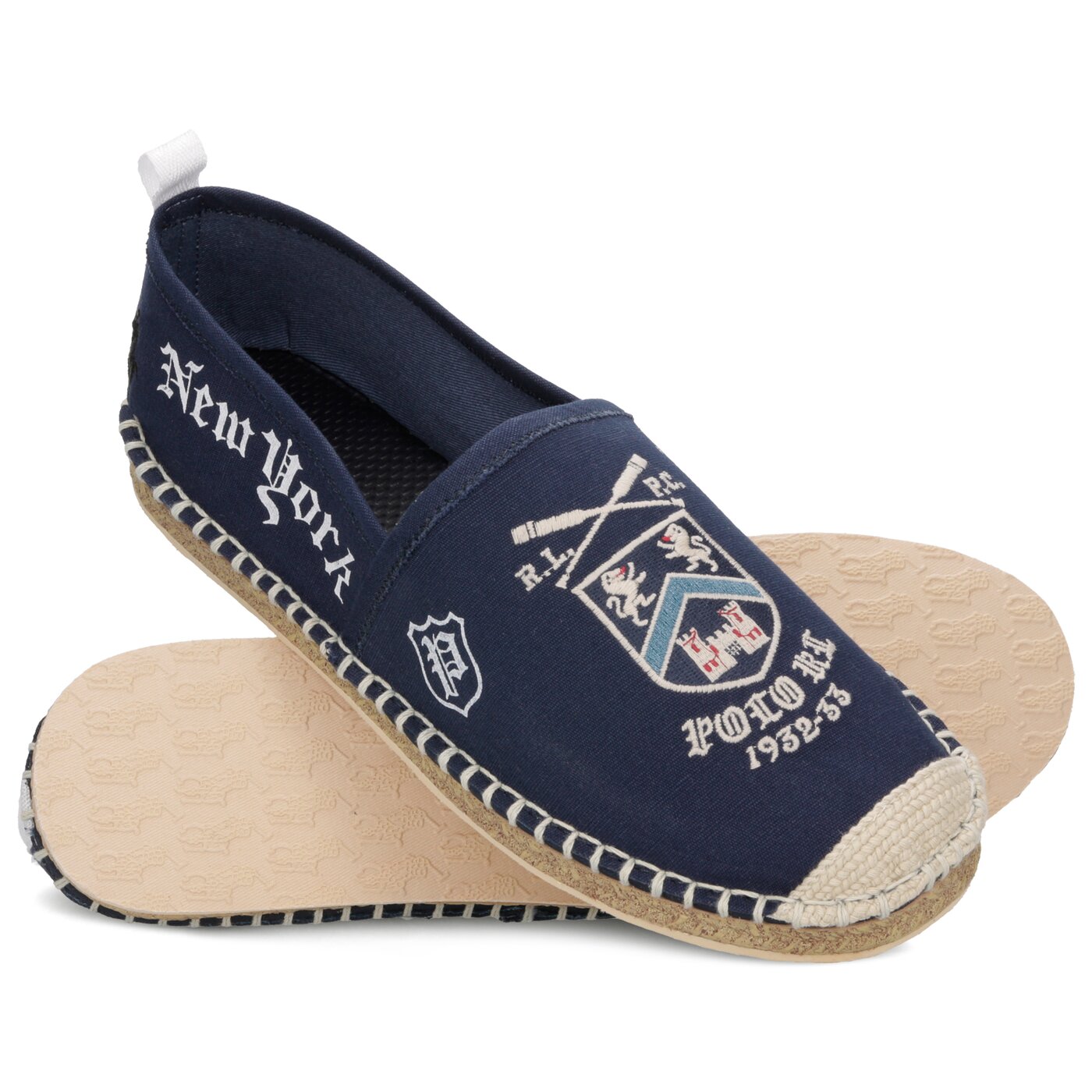 Męskie półbuty POLO RL BARRON SHOE CASUAL NEWPORT NAVY YALE GRAPHIC CANVAS 803735611001 kolor granatowy