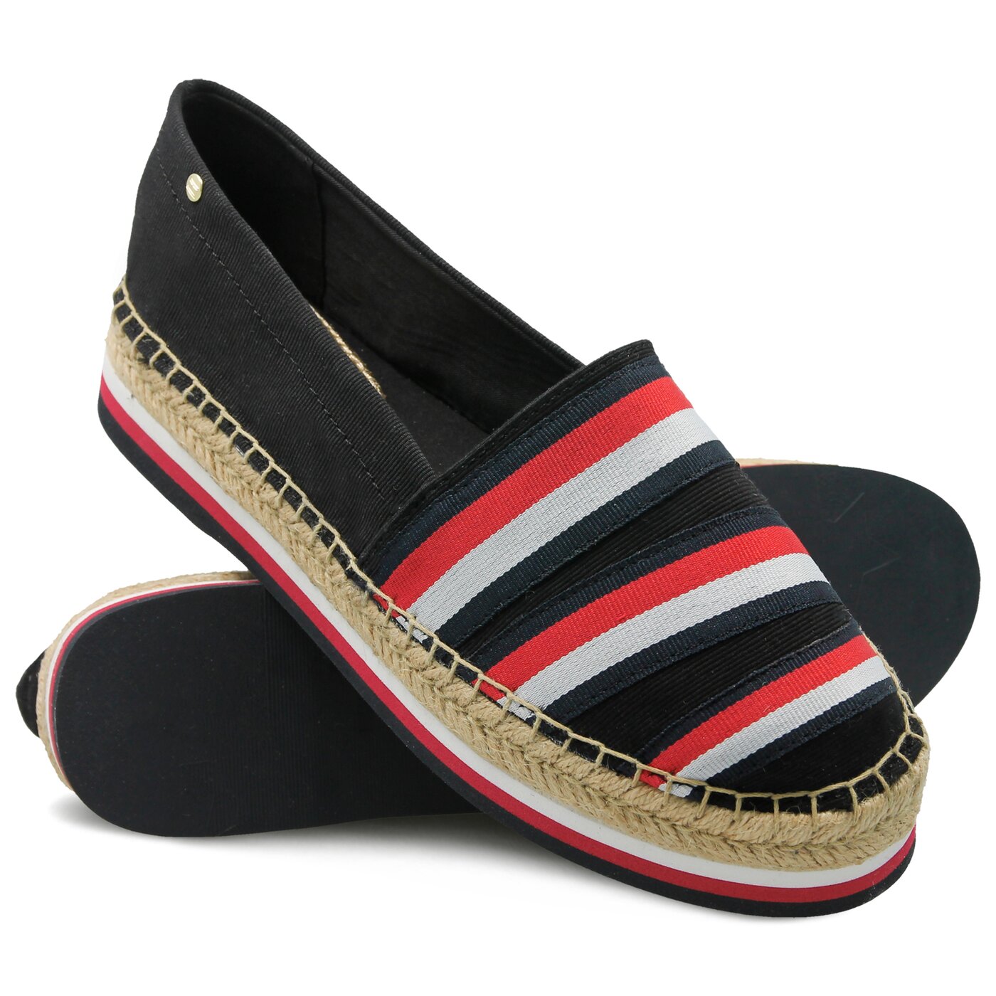 Damskie espadryle TOMMY HILFIGER CORPORATE RIBBON FLATFORM fw0fw02221990 kolor czarny