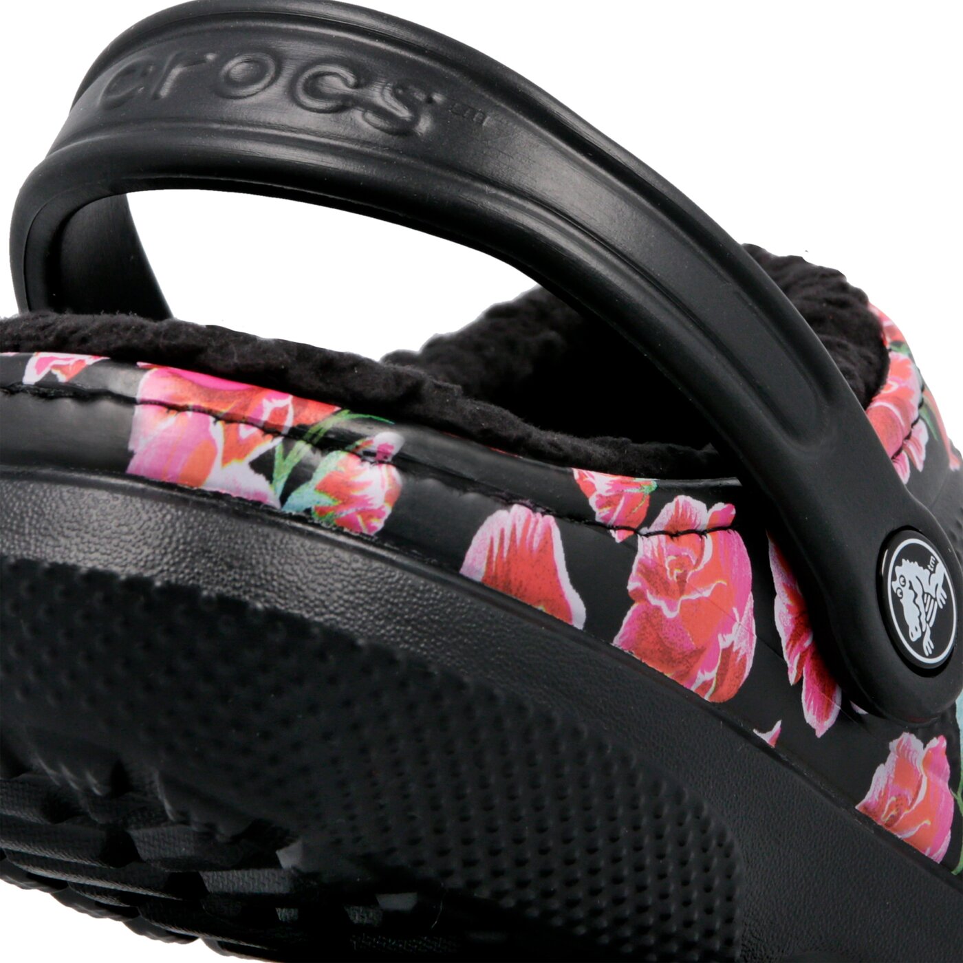 Damskie klapki CROCS CLASSIC LINNED GRAPHIC II CLOG 205324643 kolor czarny