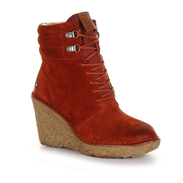 Damskie buty za kostkę TOMMY HILFIGER GILL 3  en56814864263 kolor czerwony
