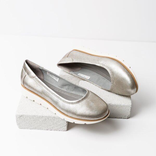 Damskie baleriny (buty) TIMBERLAND FLORENCE AIR BALLERINA a1syx kolor srebrny