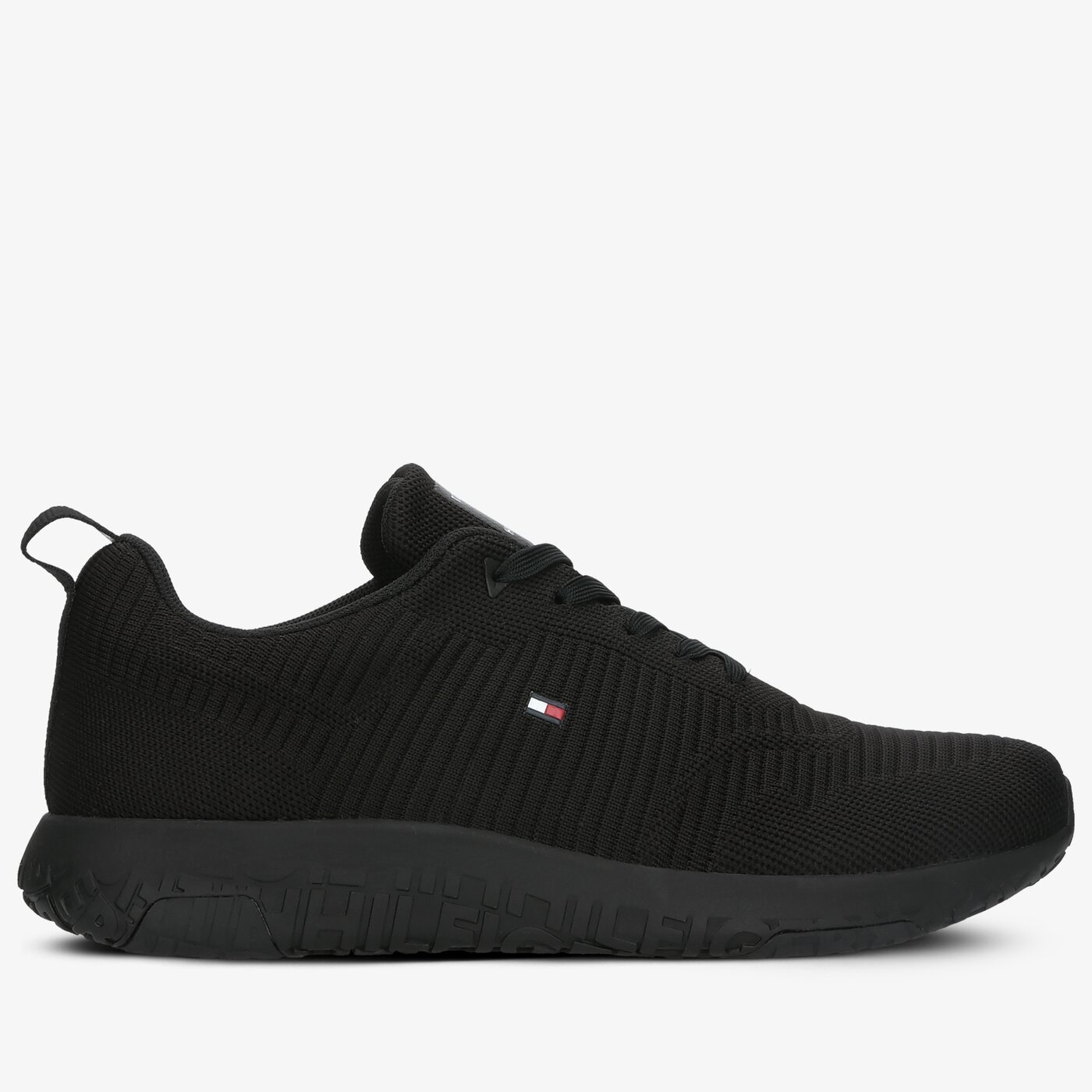 Męskie sneakersy (buty) TOMMY HILFIGER CORPORATE KNIT RIB RUNNER fm0fm02838bds kolor czarny