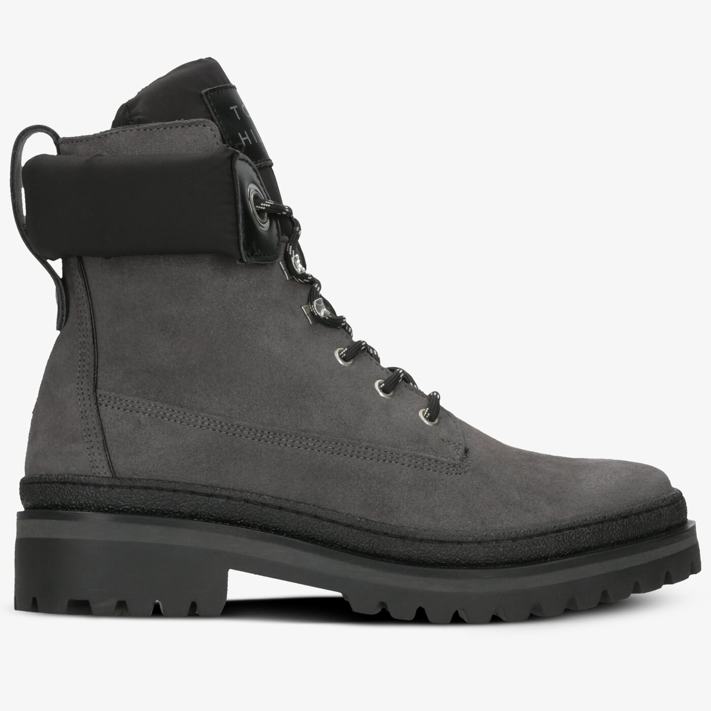 Damskie botki / sztyblety TOMMY HILFIGER SPORTY OUTDOOR LACE UP BOOTIE fw0fw04343099 kolor szary