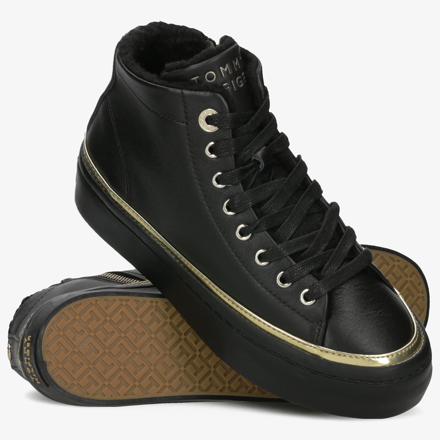 Damskie trampki TOMMY HILFIGER MIDCUT COSY LEATHER SNEAKER fw0fw04536bds kolor czarny