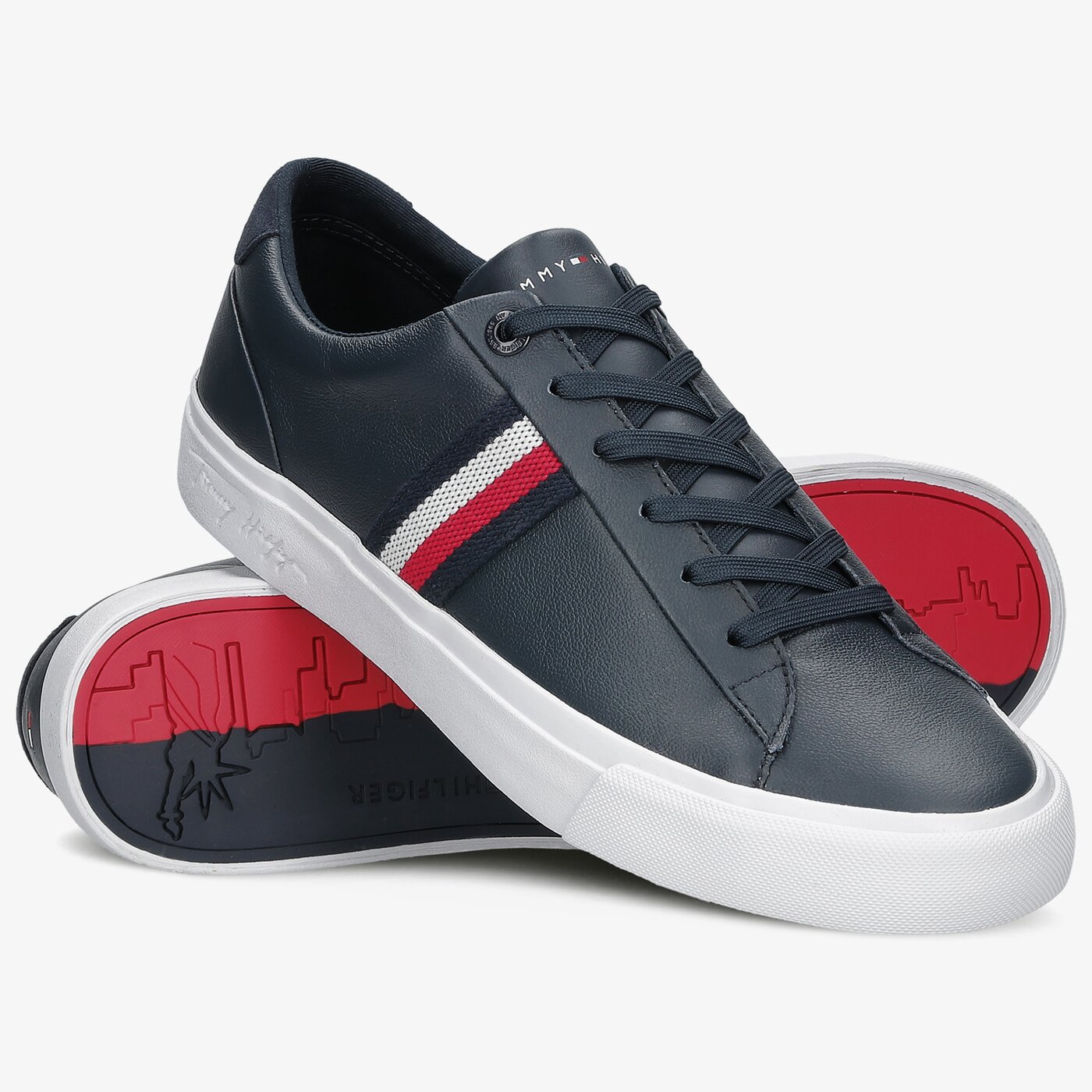 Męskie trampki TOMMY HILFIGER CORPORATE LEATHER SNEAKER fm0fm03397dw5 kolor granatowy