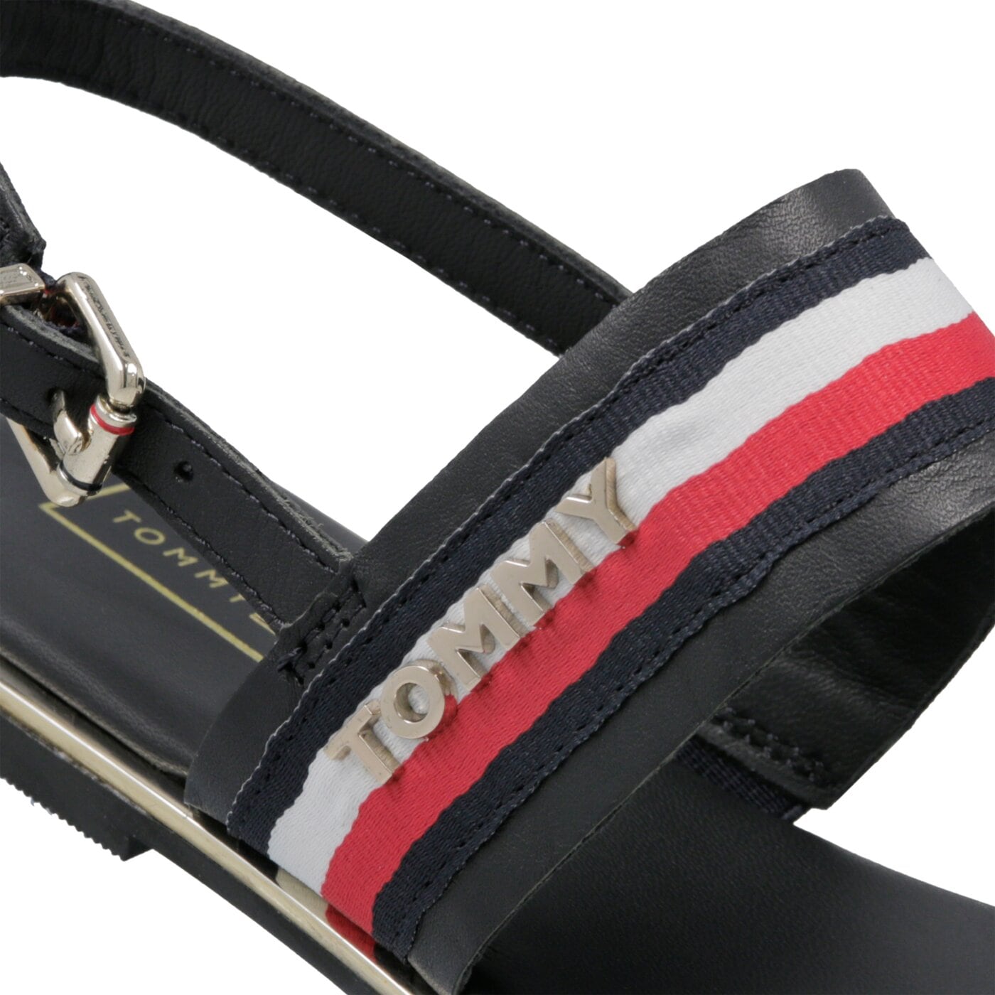 Damskie sandały TOMMY HILFIGER JENNIFER 34C FLAT SANDAL CORPORATE RIBBON fw0fw04049403 kolor granatowy
