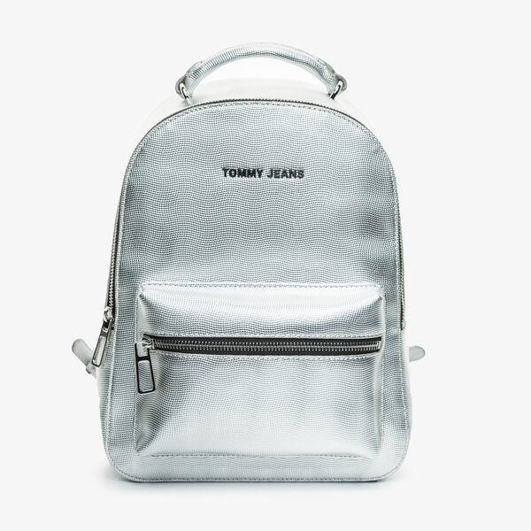 Damski plecak TOMMY HILFIGER PLECAK TJW FEMME PU BACKPACK METALIC aw0aw098640im kolor srebrny