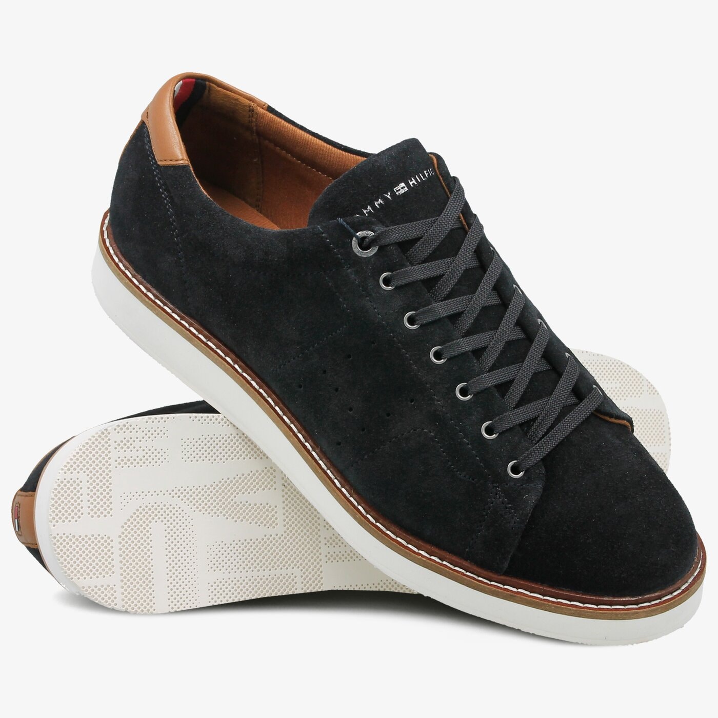 Męskie półbuty TOMMY HILFIGER HYBRID SUEDE LONG LACE SHOE fm0fm01338403 kolor granatowy