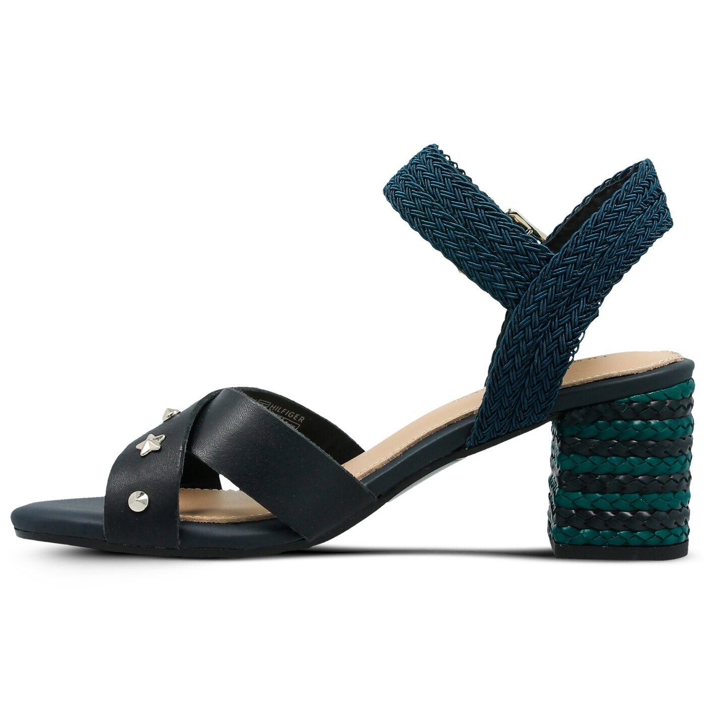 Damskie sandały TOMMY HILFIGER MID HEEL SANDAL STAR STUDS fw0fw02819403 kolor granatowy