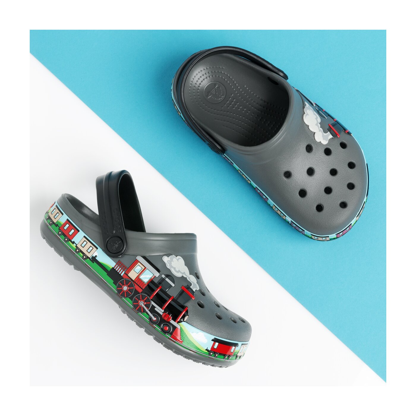 Dziecięce sandały / klapki CROCS CROCFL TRAIN BAND CLOG K 2055160dak kolor szary