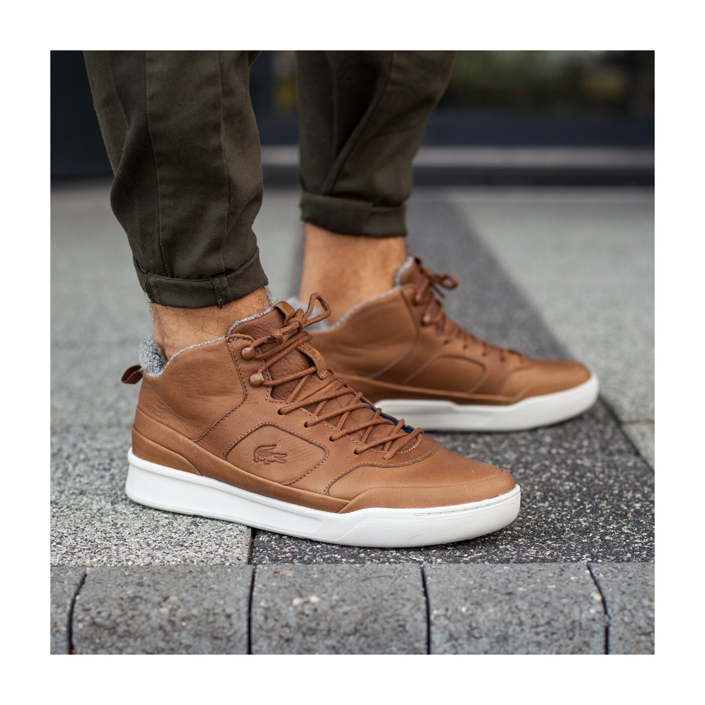 Męskie sneakersy (buty) LACOSTE EXPLORATEUR MID 317 1 734cam0016078 kolor brązowy