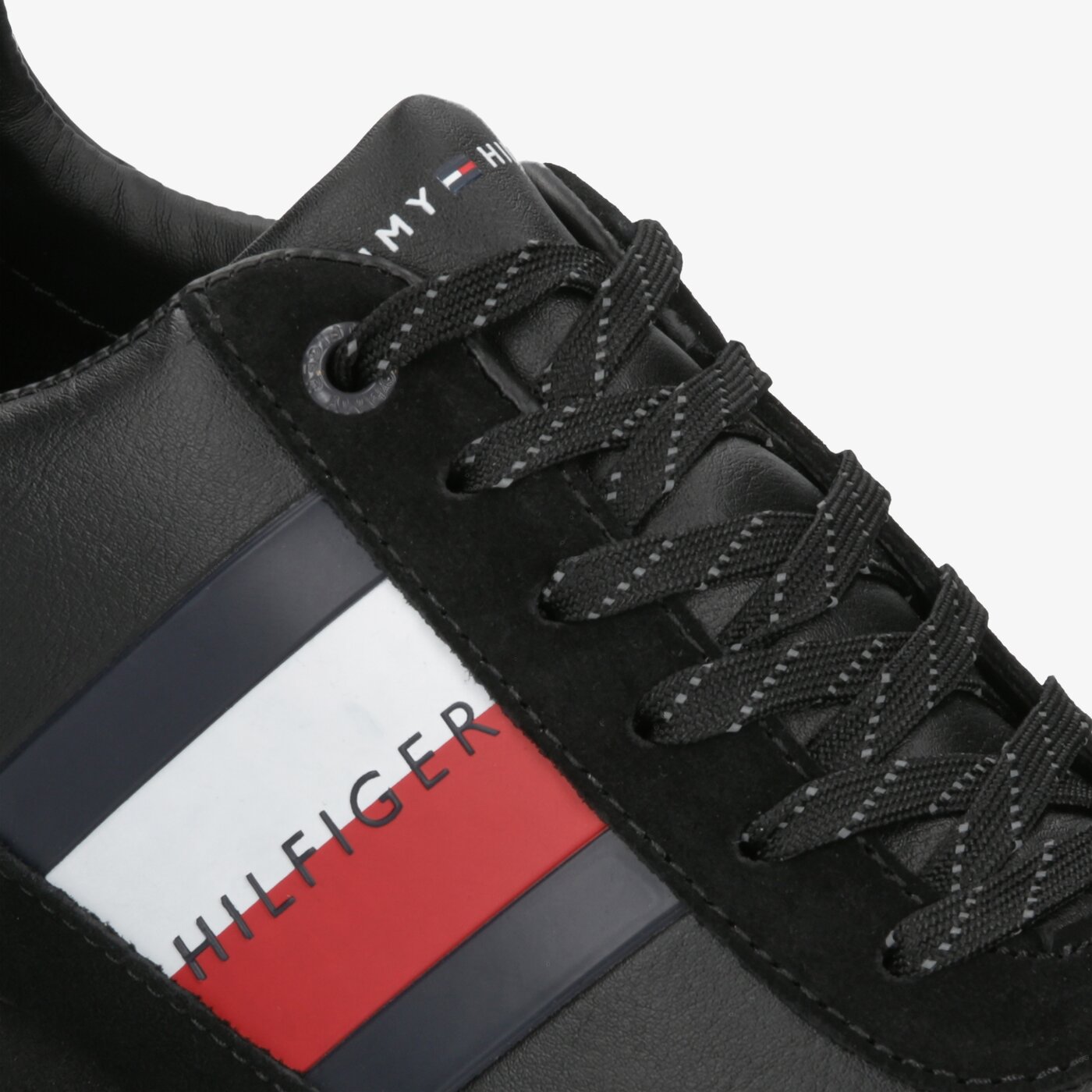Męskie sneakersy (buty) TOMMY HILFIGER CORPORATE LEATHER FLAG RUNNER fm0fm02380990 kolor czarny