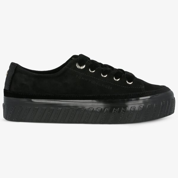 Damskie trampki TOMMY HILFIGER VELVET LACE FLATFORM SNEAKER fw0fw04311990 kolor czarny
