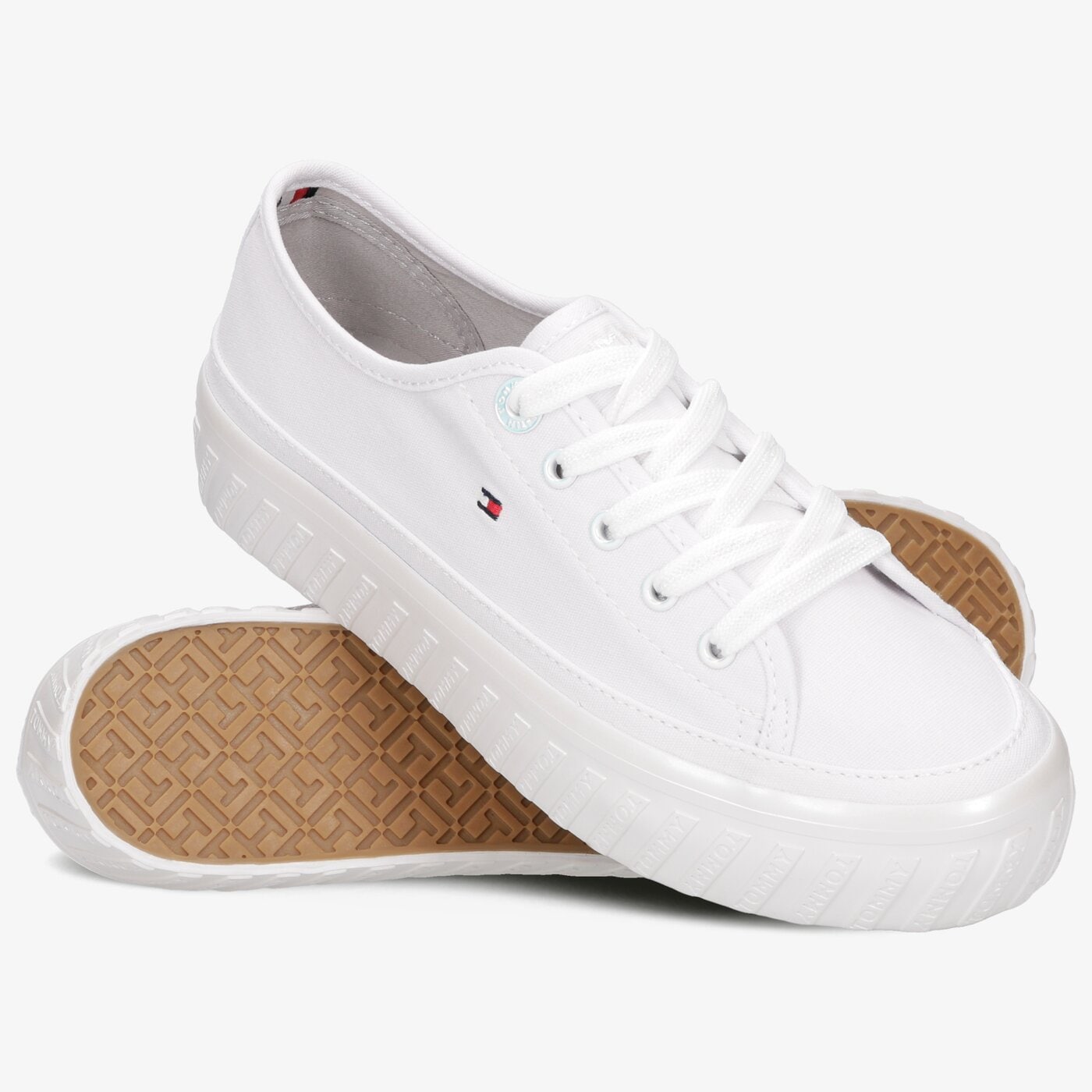 Damskie trampki TOMMY HILFIGER OUTSOLE DETAIL FLATFORM SNEAKER fw0fw04134100 kolor biały