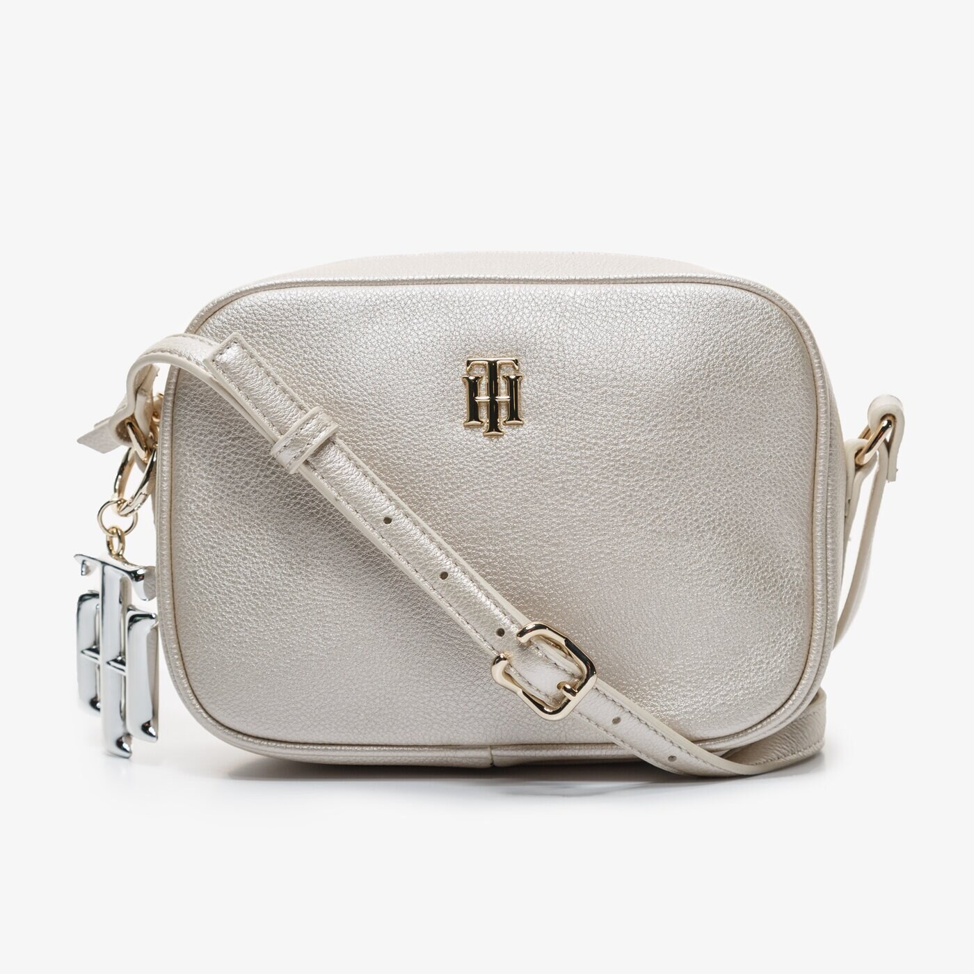 Damska torebka TOMMY HILFIGER TOREBKA CHIC CAMERA BAG METALLIC aw0aw083140k5 kolor srebrny