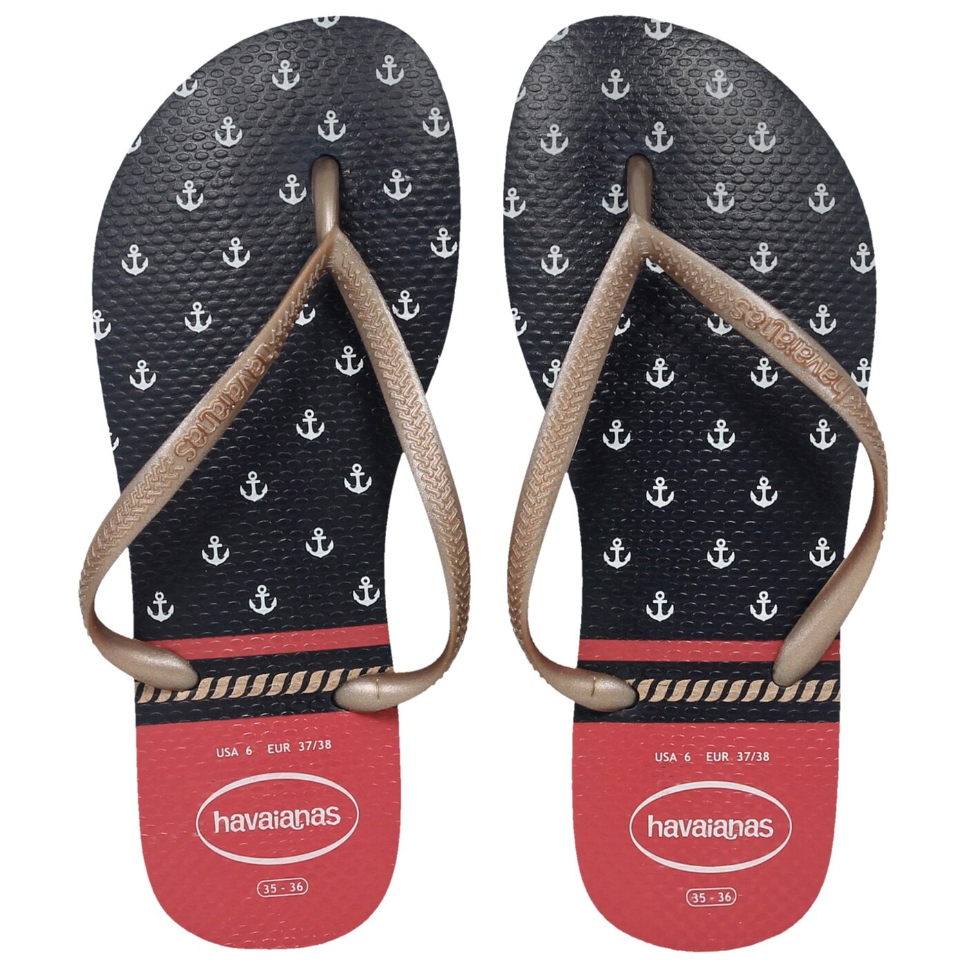 Damskie klapki HAVAIANAS SLIM NAUTICAL 41371250463 kolor granatowy