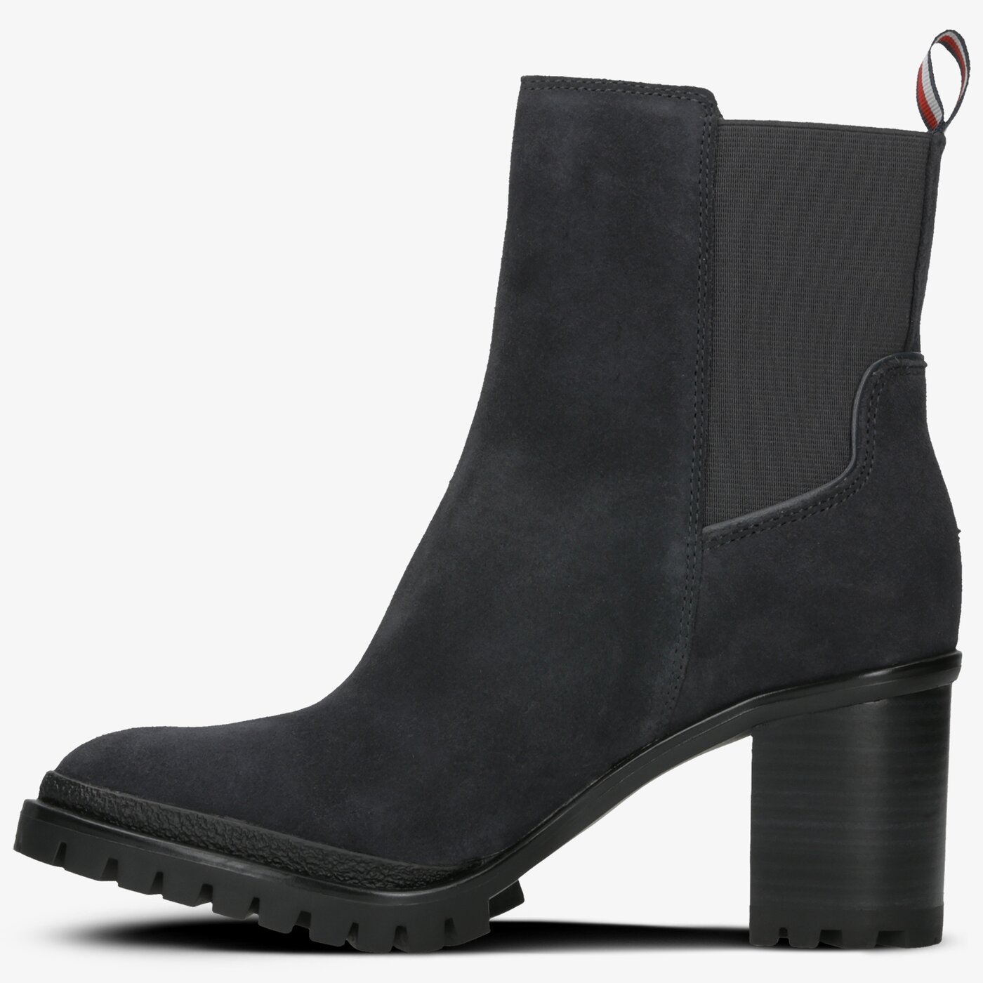 Damskie botki / sztyblety TOMMY HILFIGER SPORTY MID HEEL CHELSEA fw0fw04342022 kolor granatowy