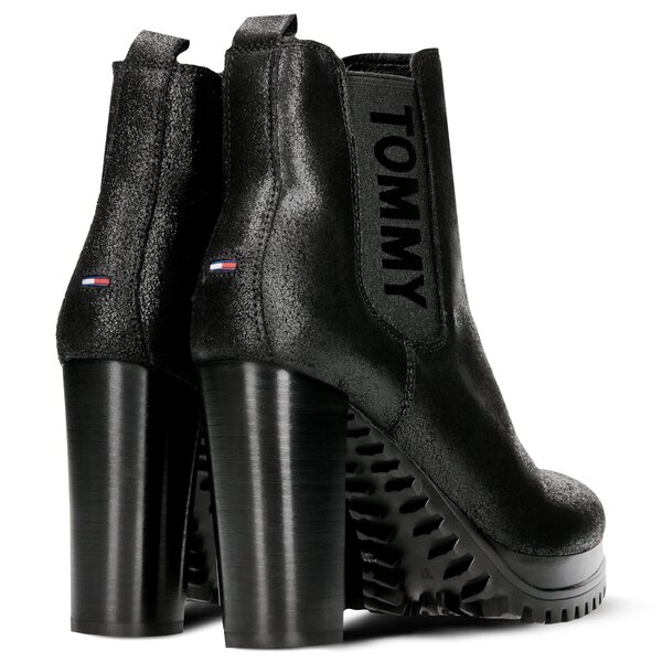 Damskie botki / sztyblety TOMMY HILFIGER METALLIC HEELED CHELSEA BOOT en0en00250990 kolor czarny