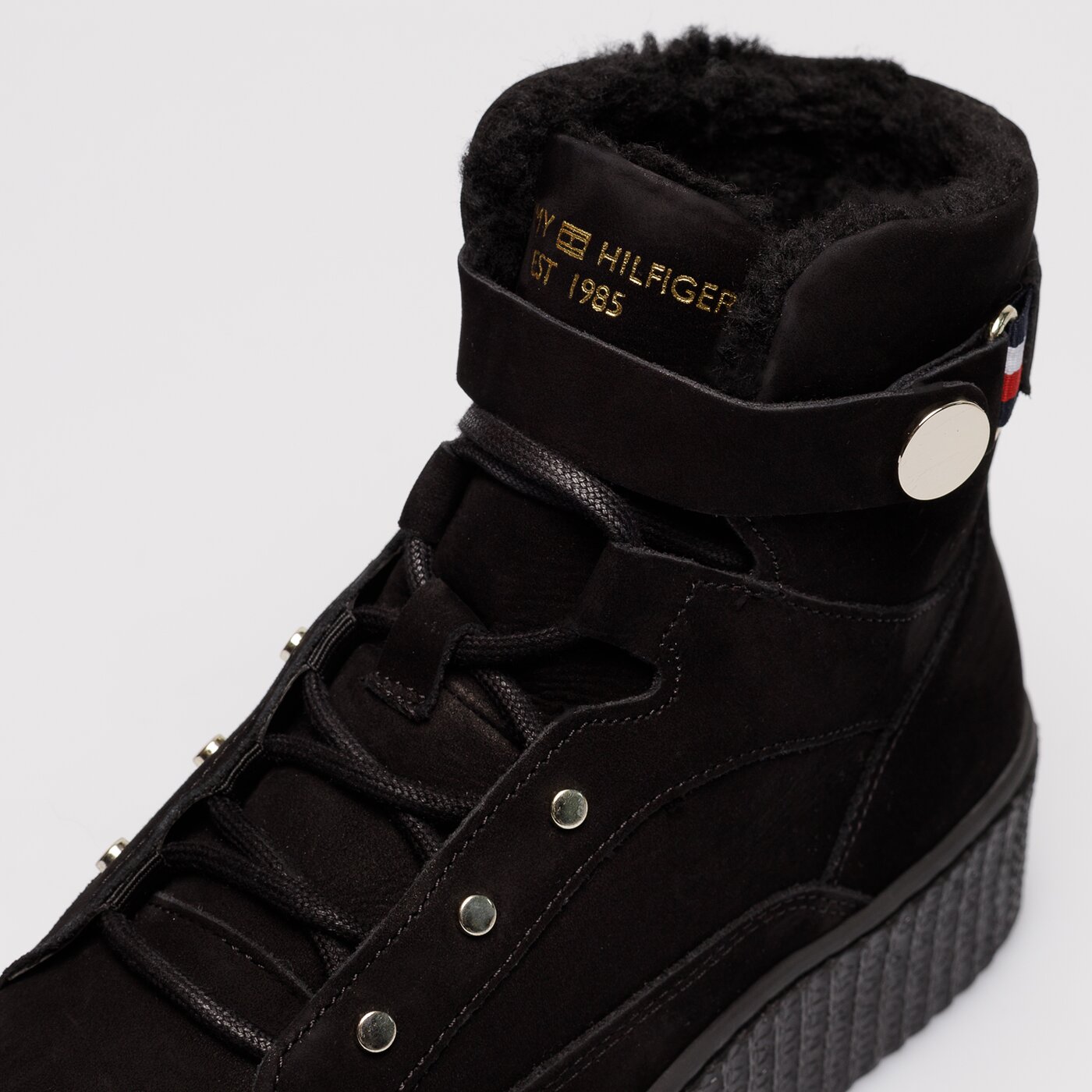 Damskie sneakersy (buty) TOMMY HILFIGER WARMLINED LACE UP BOOT fw0fw06798bds kolor czarny