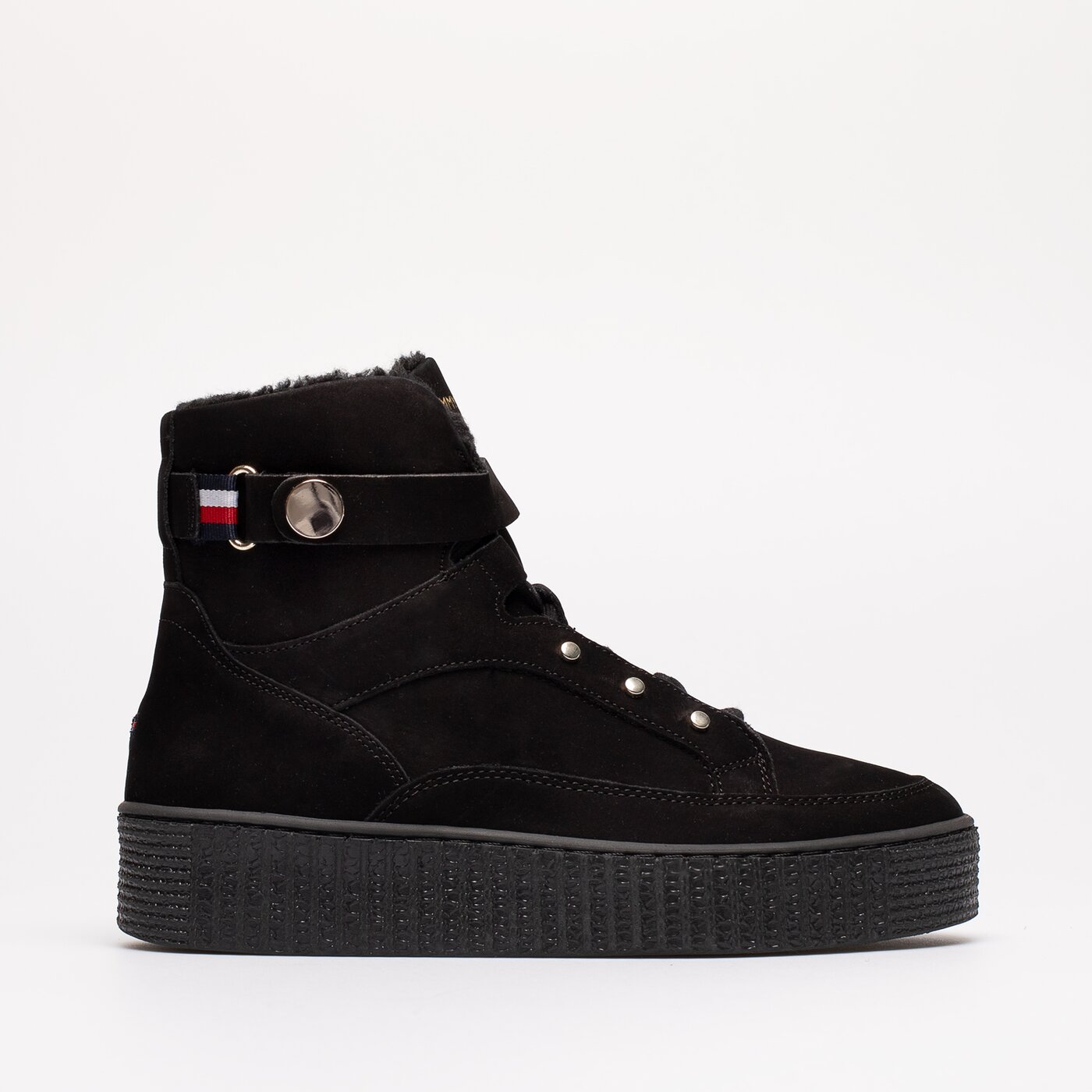 Damskie sneakersy (buty) TOMMY HILFIGER WARMLINED LACE UP BOOT fw0fw06798bds kolor czarny