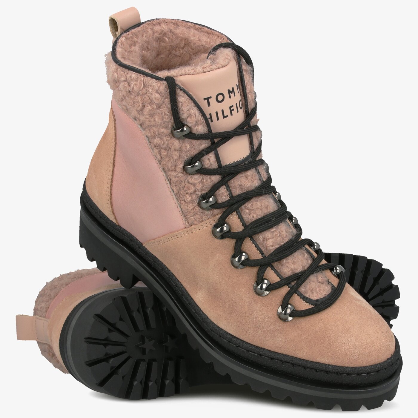 Damskie botki / sztyblety TOMMY HILFIGER COSY OUTDOOR BOOTIE fw0fw04349674 kolor różowy