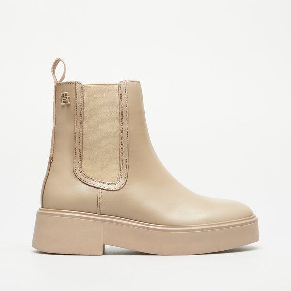 Damskie botki / sztyblety TOMMY HILFIGER MINIMAL LEATHER CHELSEA fw0fw08095aeg kolor beżowy