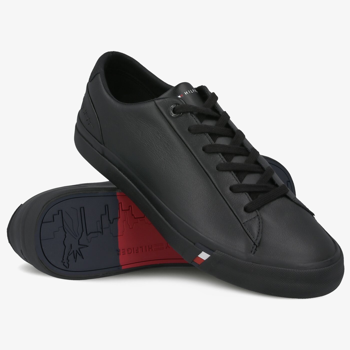 Męskie trampki TOMMY HILFIGER DINO 19A CORPORATE LEATHER SNEAKER fm0fm02983bds kolor czarny