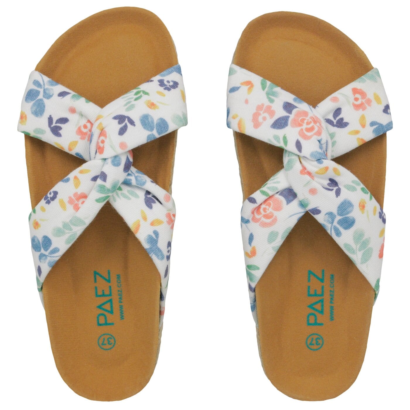 Damskie klapki PAEZ BIO SANDAL KNOT FLOWERY 1932769s0004-100 kolor biały