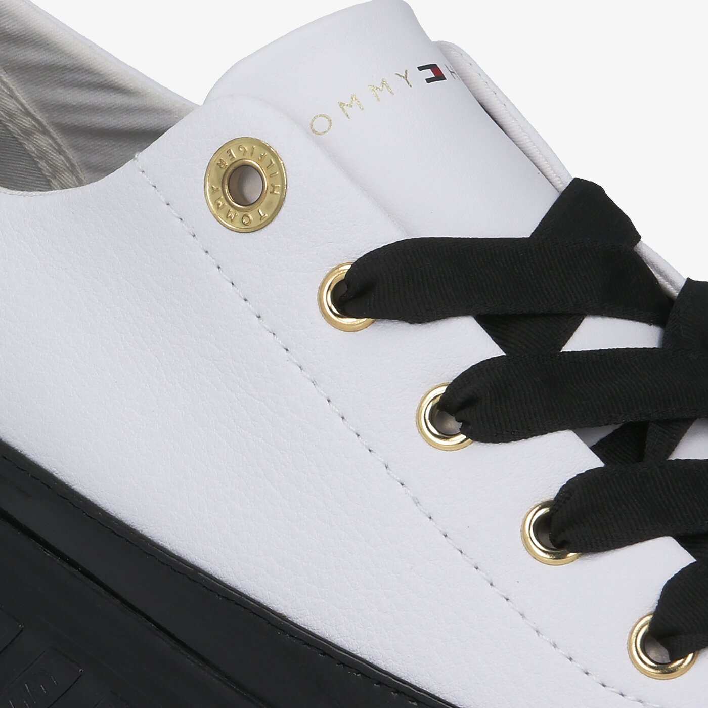 Damskie trampki TOMMY HILFIGER KELSEY 1A3 SHINY FLATFORM fw0fw05221ybr kolor biały