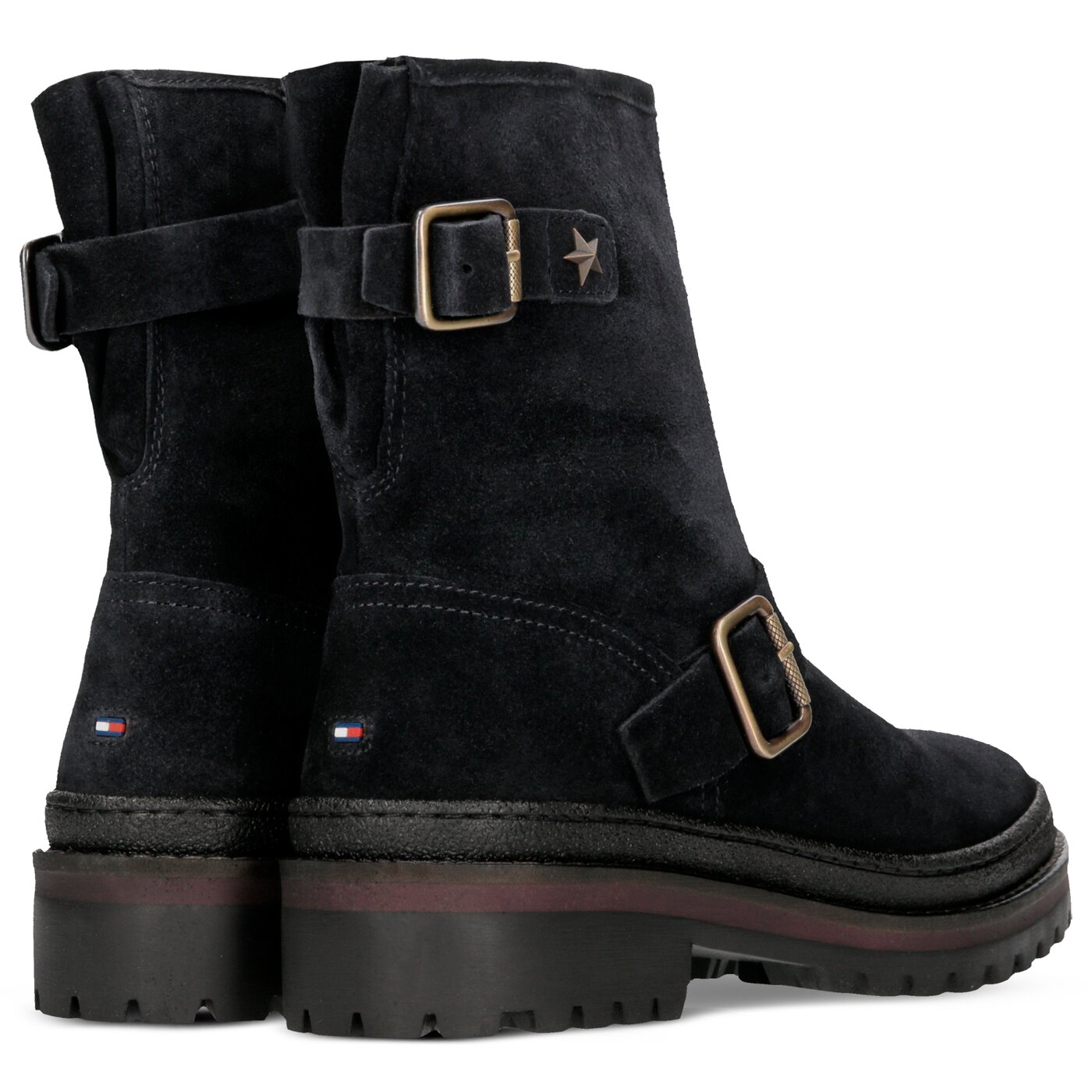 Damskie botki / sztyblety TOMMY HILFIGER BASIC BIKER BOOT SUEDE fw0fw03308403 kolor granatowy