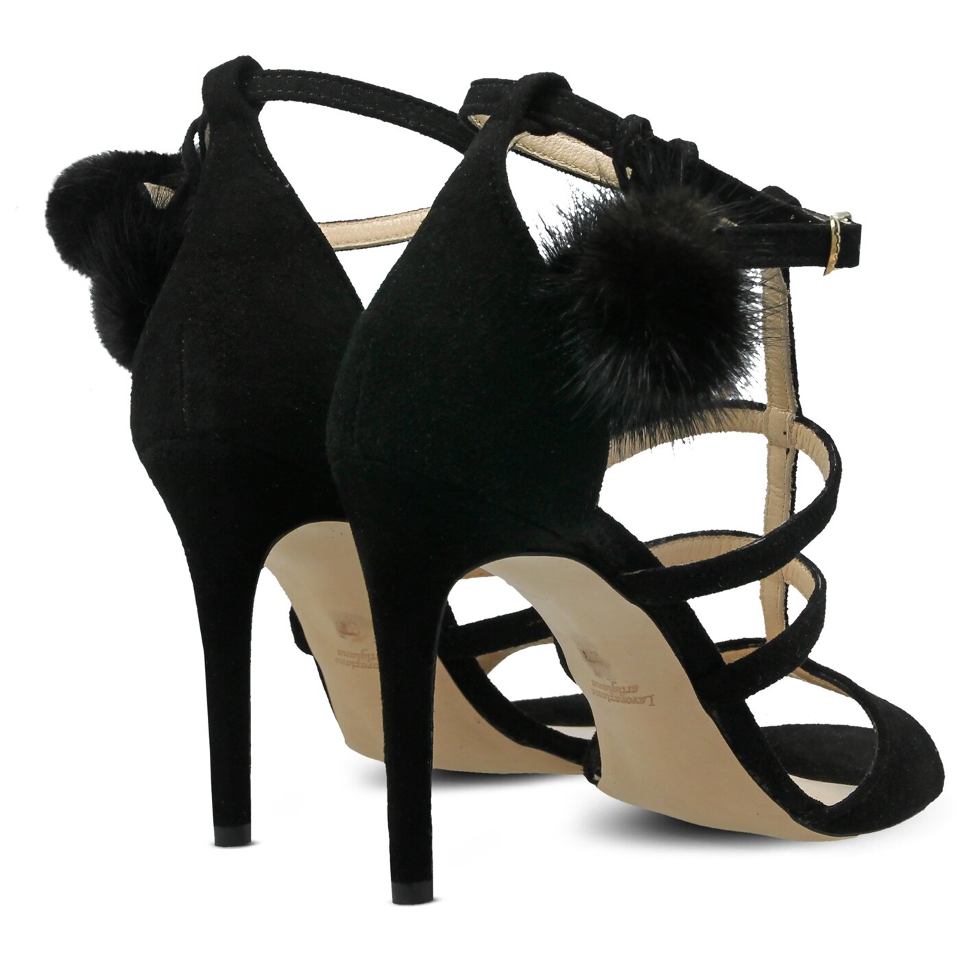 Damskie sandały SYMBIOSIS FELICITY FUR SANDALS CZARNE 1104002 kolor czarny